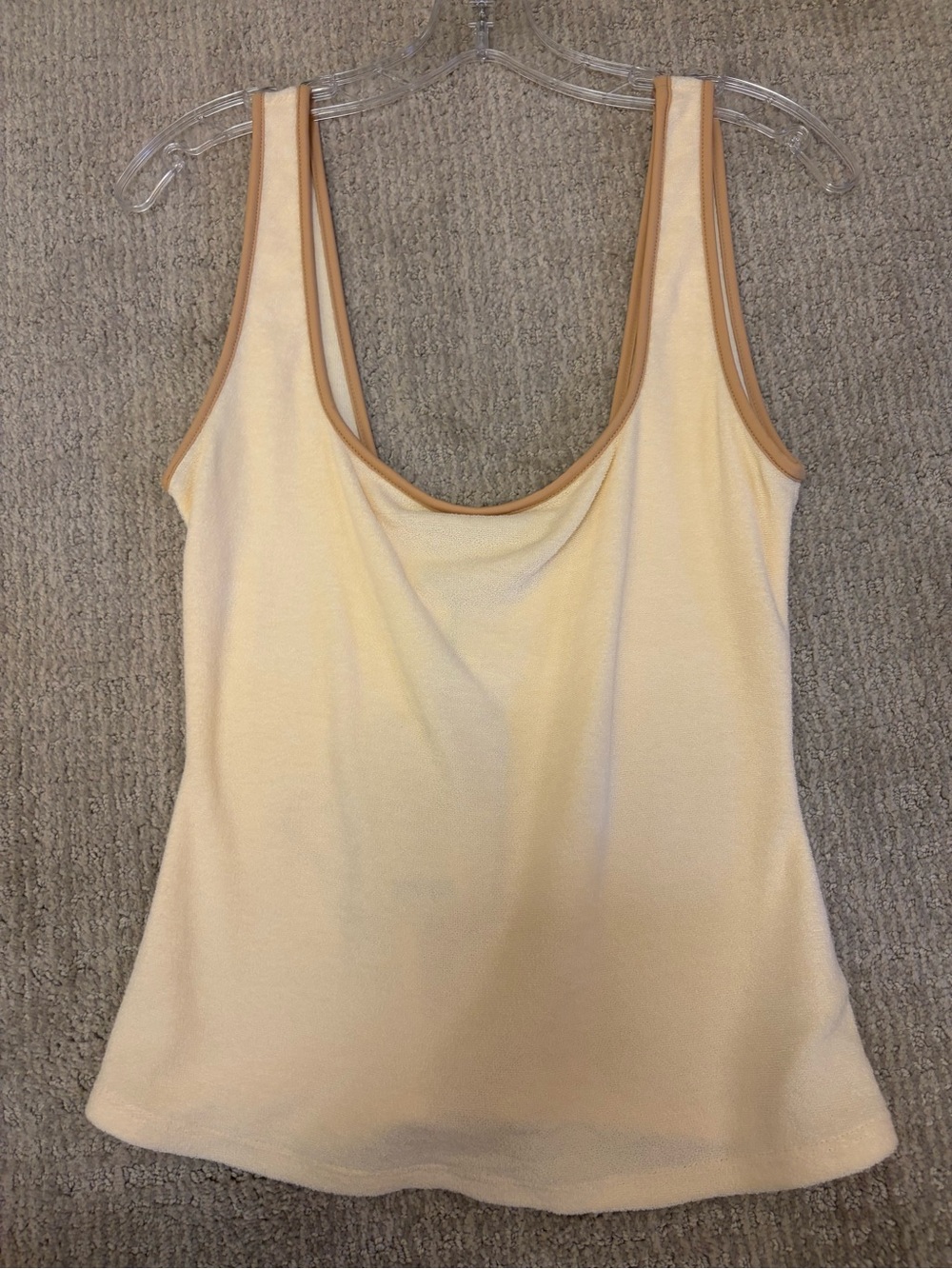 Johanna Ortiz Cream Tank with Tan Trim